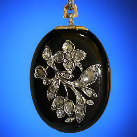 Classical Victorian onyx and diamond locket (image 2 of 7)